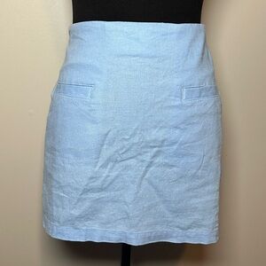 Light Blue Mini A New Day Linen Blend Skirt | Light Blue Straight Mini | Size 8